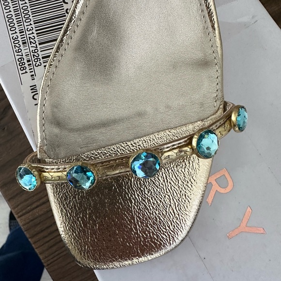 Katy Perry Collections Gold Heels with Blue Gems - Picture 3 of 7